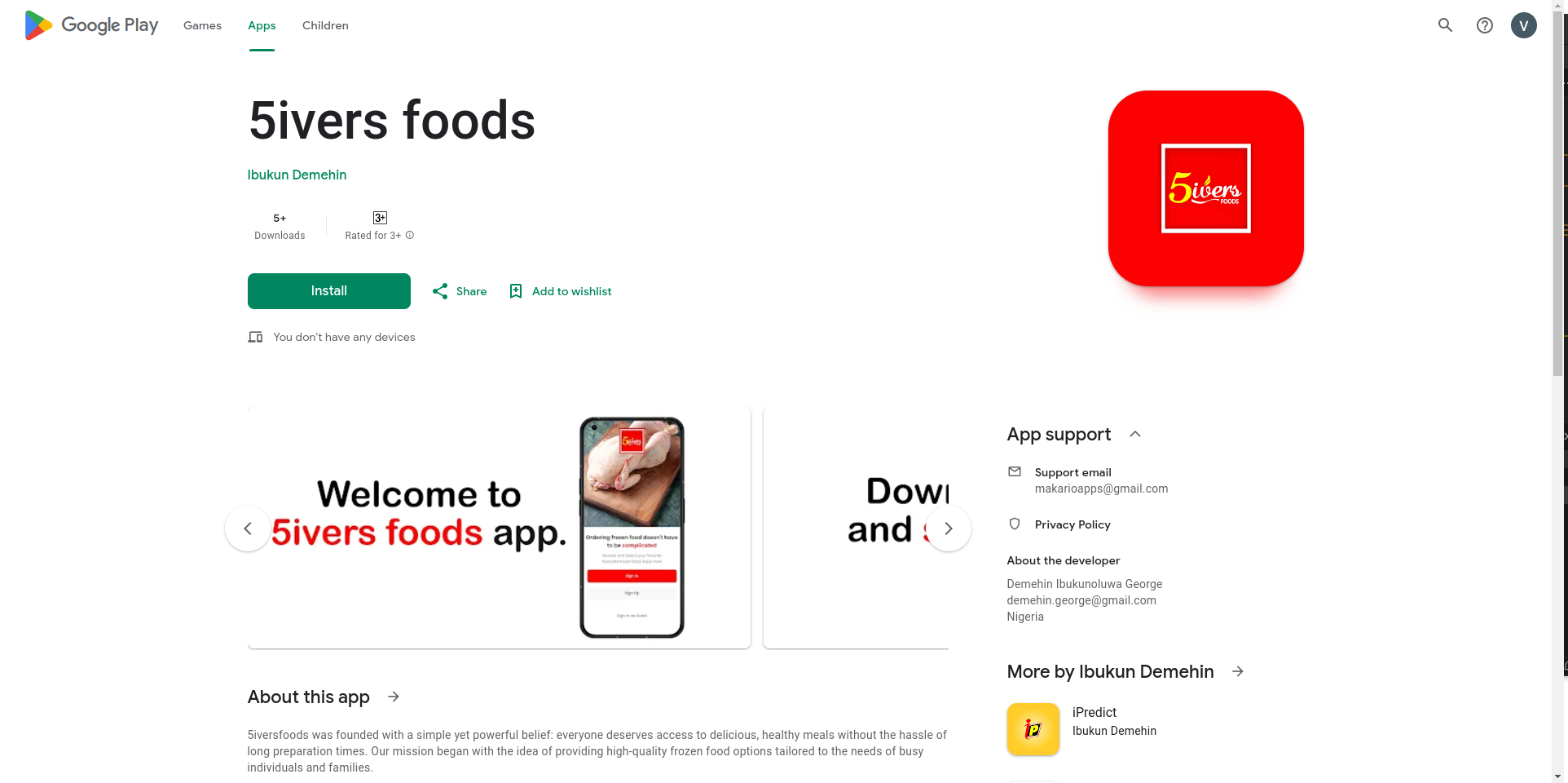 5iversFoods mobile app image